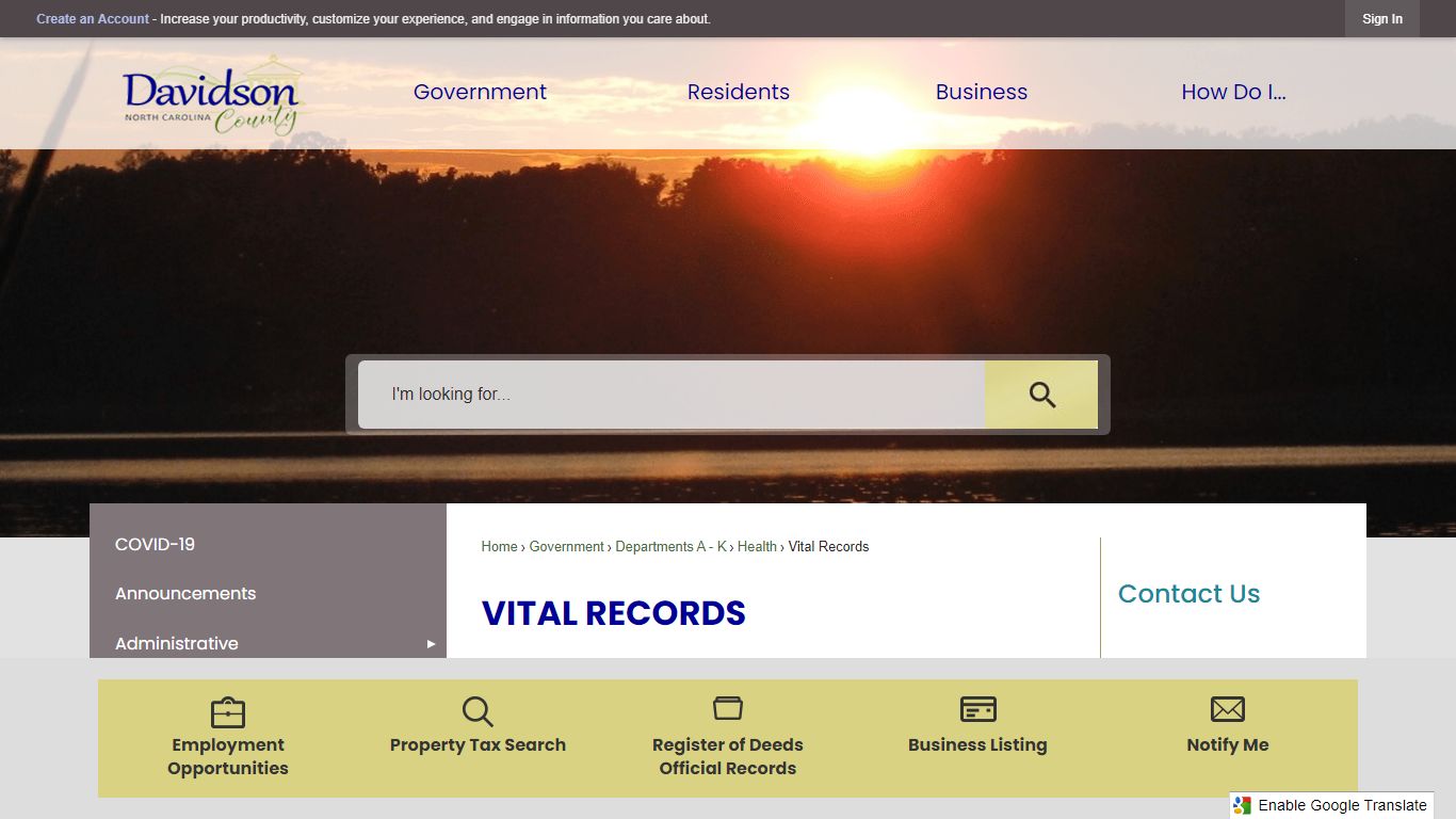 Vital Records | Davidson County, NC